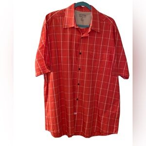AUSTIN Clothing Co Short Sleeve Shirt Mens XL Button Down Shirt Orange Plaid